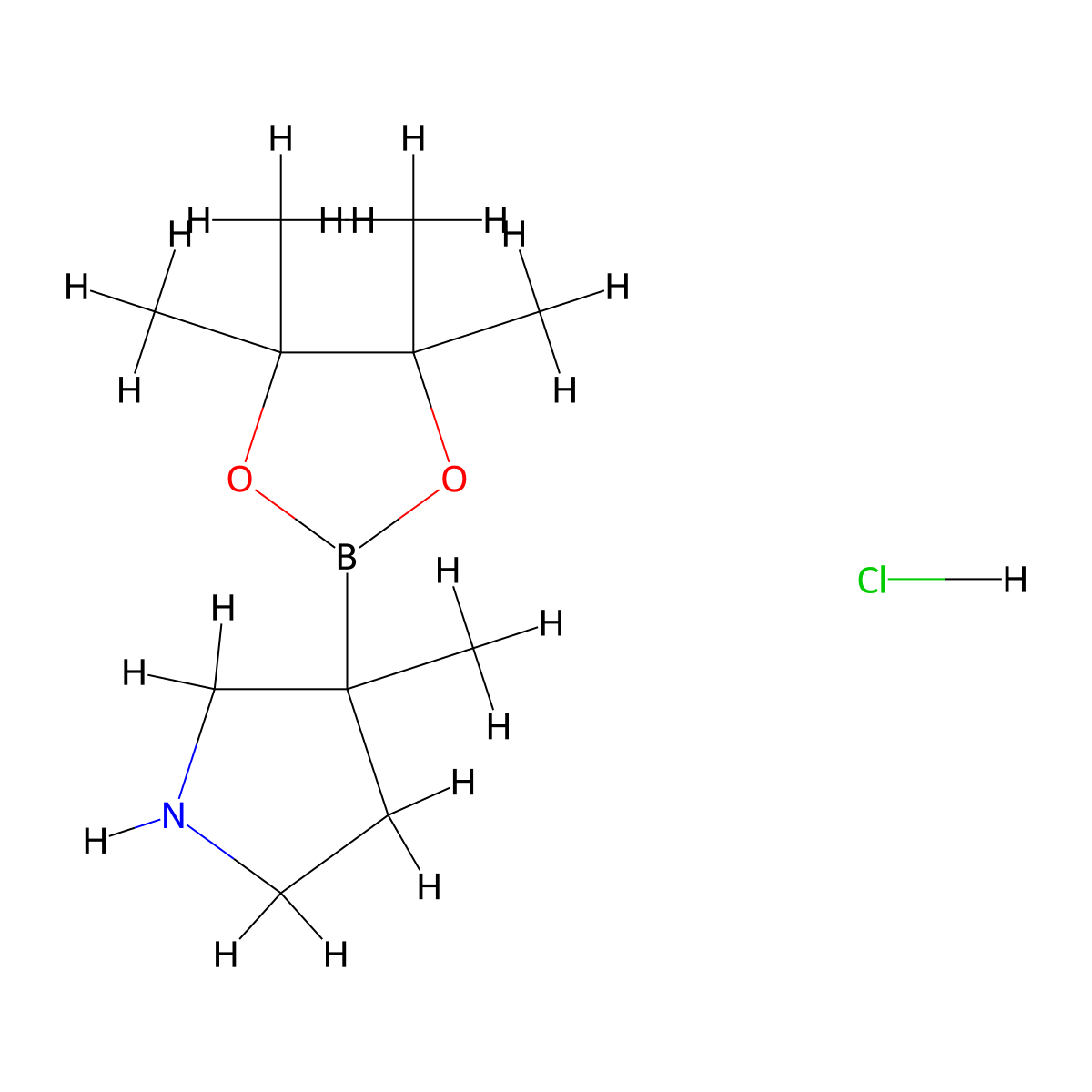 3-Methyl-3-(4,4,5,5-tetramethyl-1,3,2-dioxaborolan-2-yl)pyrrolidine hydrochloride molecular structure, CAS 2850381-22-3