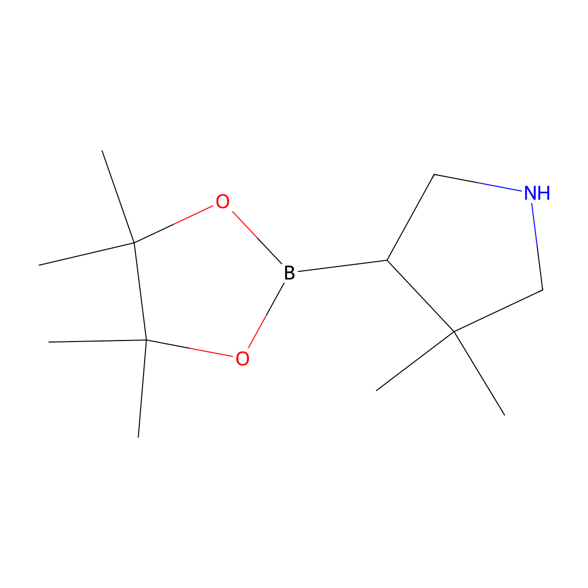 3,3-Dimethyl-4-(4,4,5,5-tetramethyl-1,3,2-dioxaborolan-2-yl)pyrrolidine molecular structure, CAS 2850381-31-4