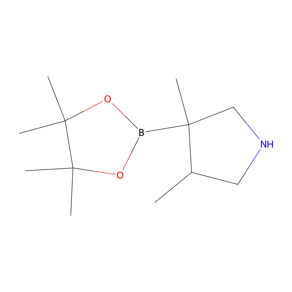 3,4-Dimethyl-3-(4,4,5,5-tetramethyl-1,3,2-dioxaborolan-2-yl)pyrrolidine molecular structure, CAS 2850381-34-7