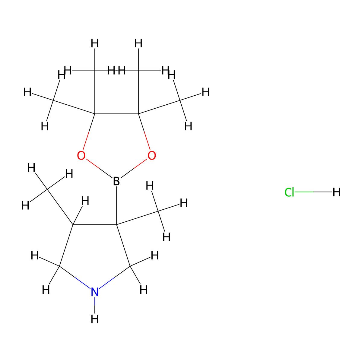 3,4-Dimethyl-3-(4,4,5,5-tetramethyl-1,3,2-dioxaborolan-2-yl)pyrrolidine hydrochloride molecular structure, CAS 2850381-35-8