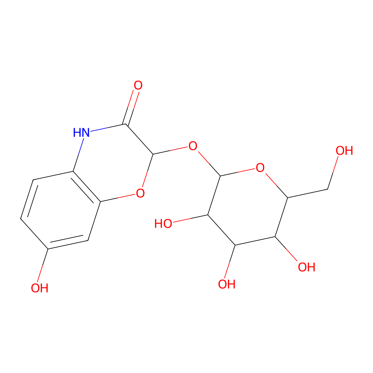 NCGC00385507-01_C14H17NO9_(2S)-7-Hydroxy-3-oxo-3,4-dihydro-2H-1,4-benzoxazin-2-yl beta-D-glucopyranoside molecular structure, CAS 28512-70-1
