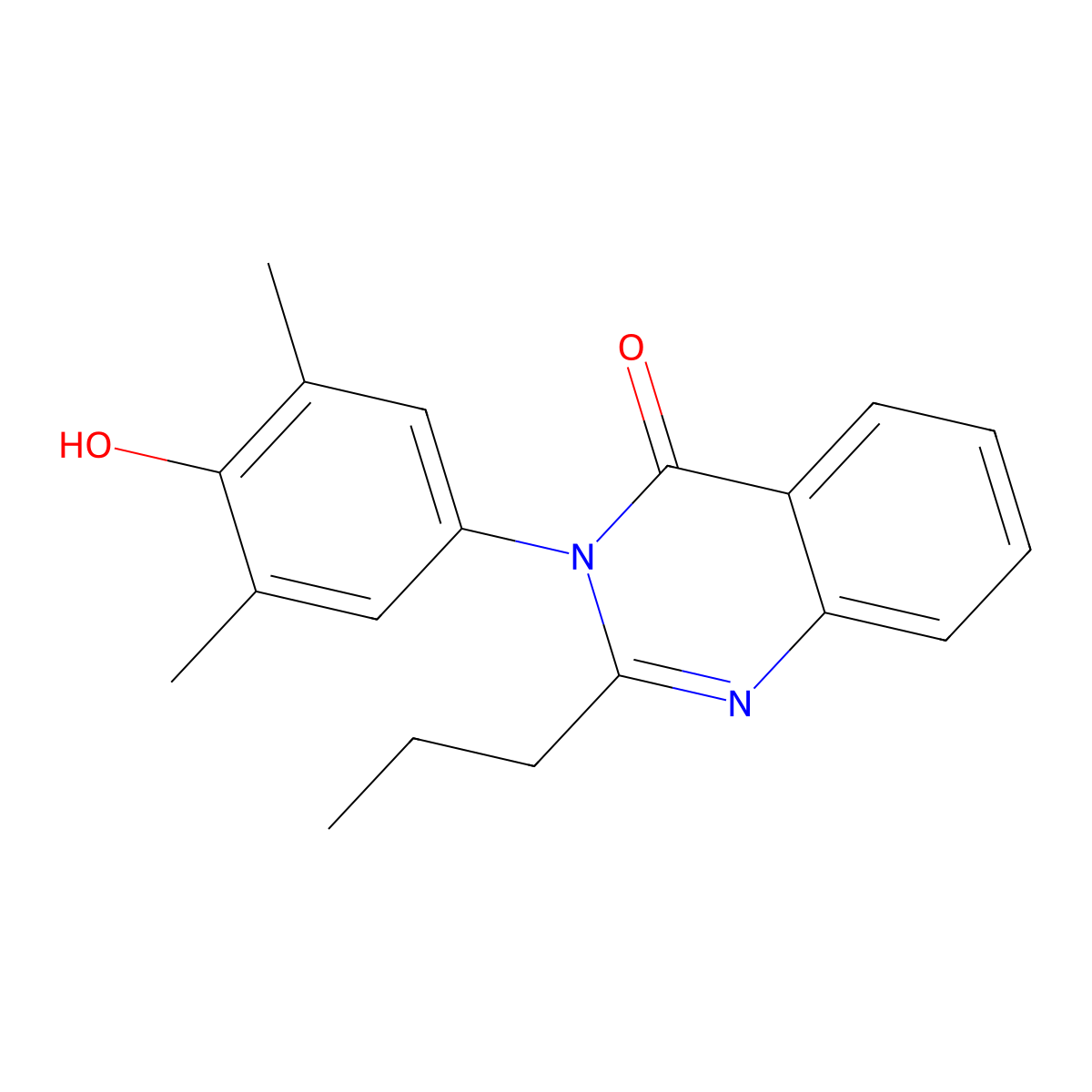 4(3H)-Quinazolinone, 3-(3,5-dimethyl-4-hydroxyphenyl)-2-propyl- molecular structure, CAS 28513-42-0