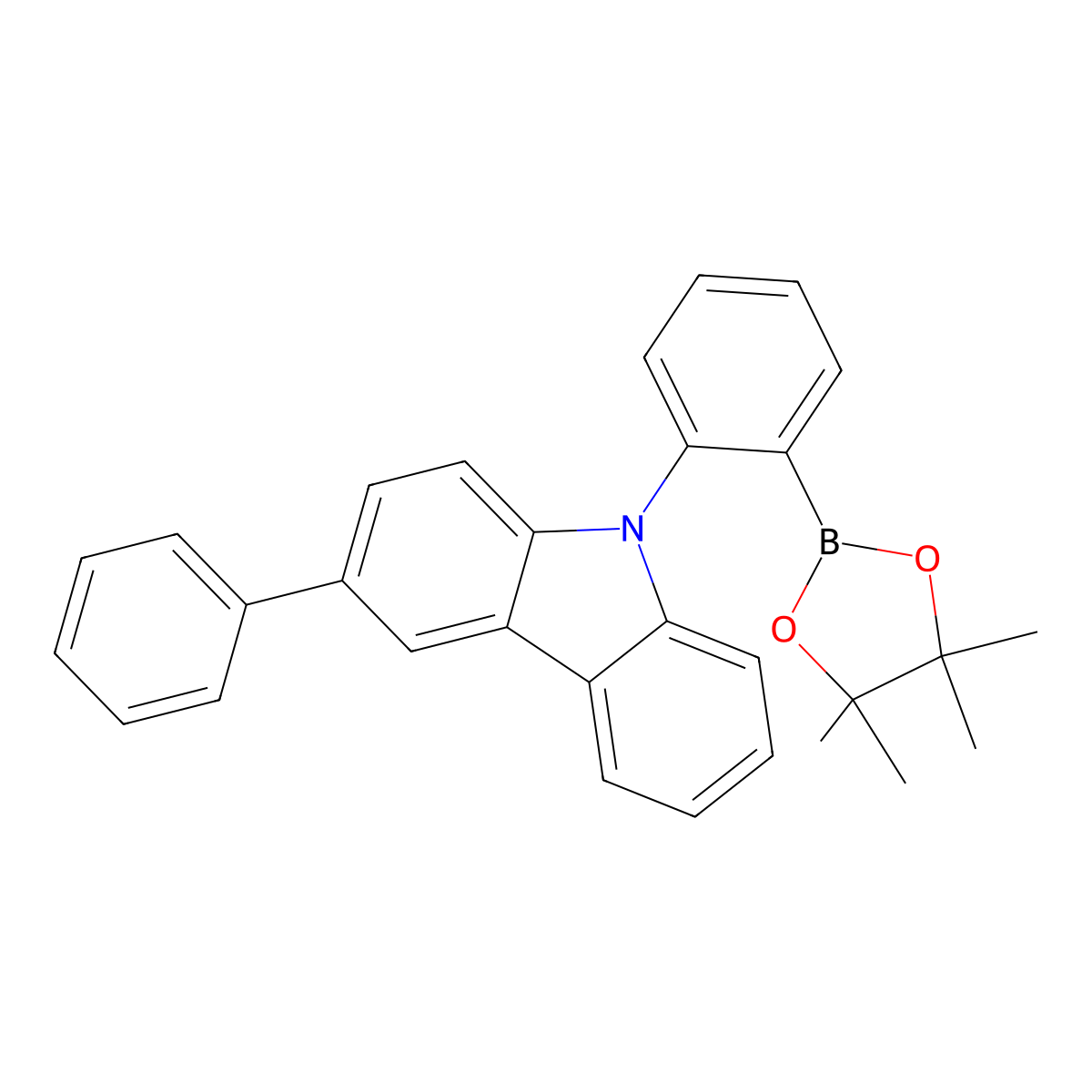 3-Phenyl-9-(2-(4,4,5,5-tetramethyl-1,3,2-dioxaborolan-2-yl)phenyl)-9H-carbazole molecular structure, CAS 2851454-18-5