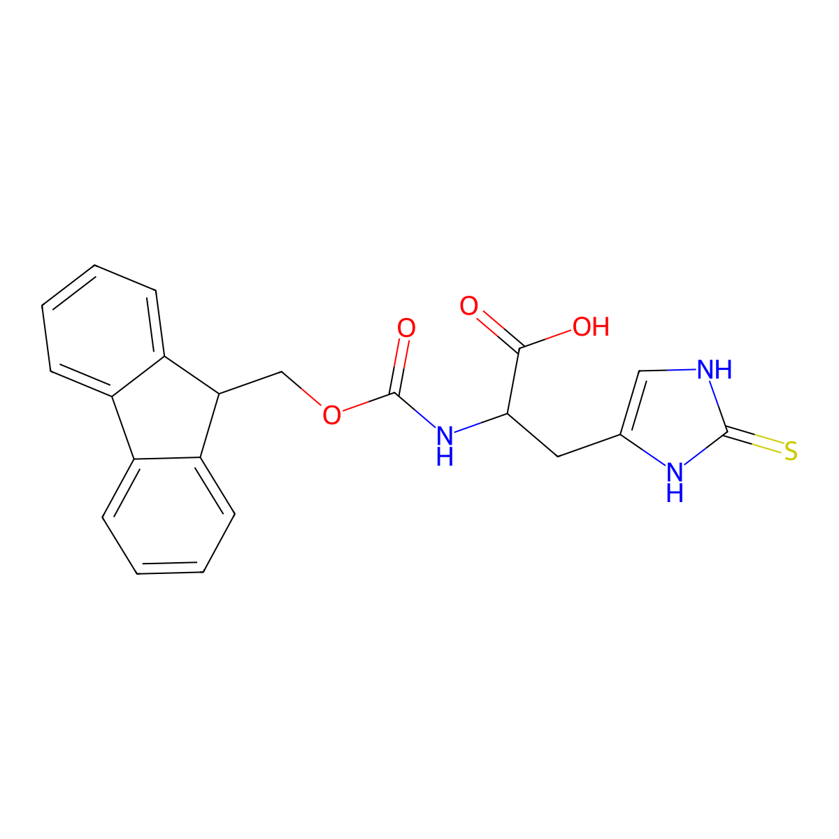 (2S)-2-({[(9H-fluoren-9-yl)methoxy]carbonyl}amino)-3-(2-sulfanyl-1H-imidazol-4-yl)propanoic acid molecular structure, CAS 2851463-63-1
