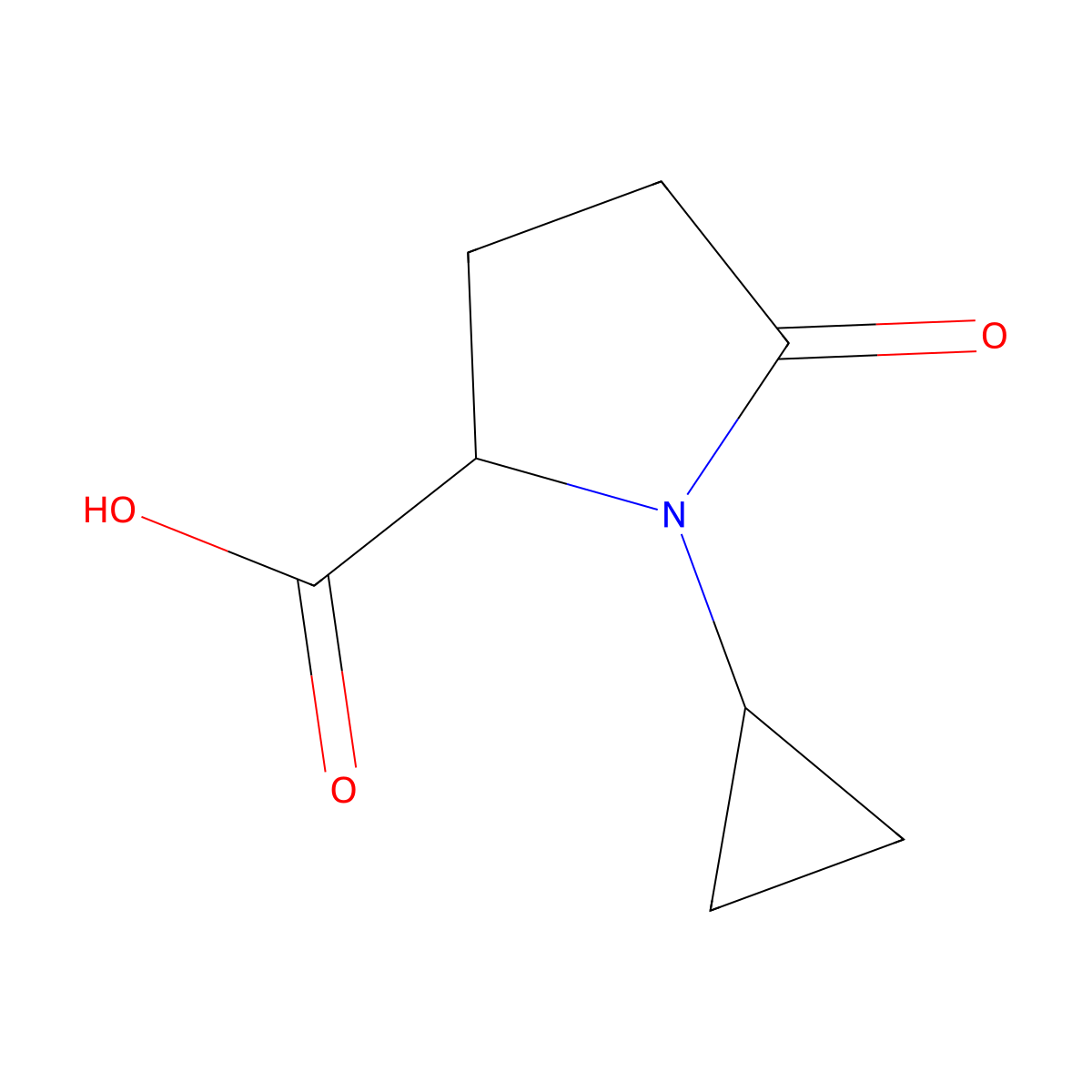 1-Cyclopropyl-5-oxopyrrolidine-2-carboxylic acid molecular structure, CAS 2851530-44-2