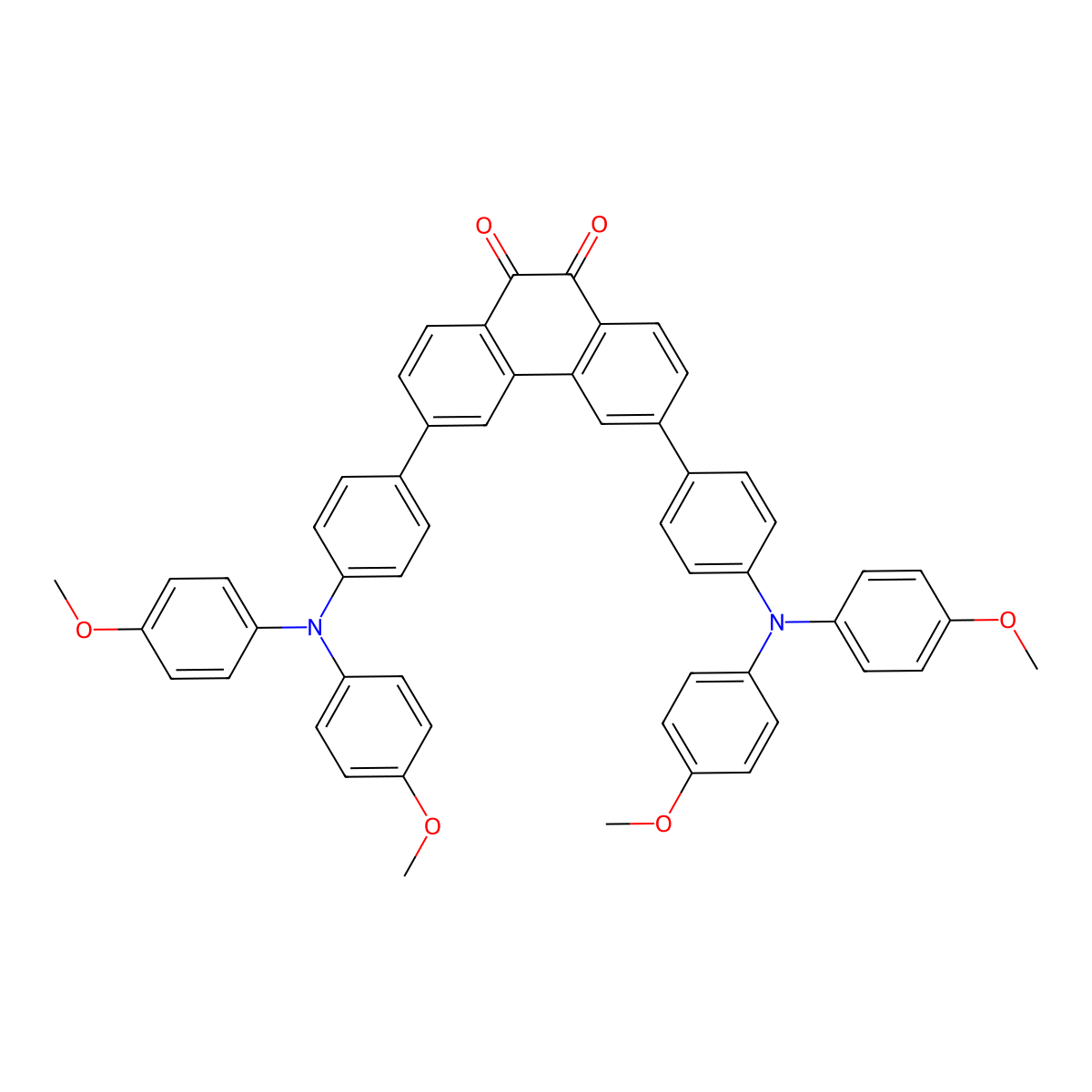 3,6-Bis(4-(bis(4-methoxyphenyl)amino)phenyl)phenanthrene-9,10-dione molecular structure, CAS 2851535-83-4