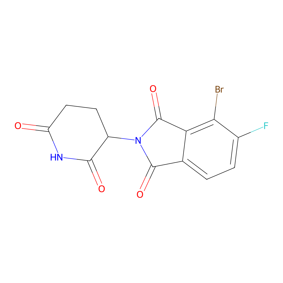 4-Bromo-2-(2,6-dioxopiperidin-3-yl)-5-fluoroisoindoline-1,3-dione molecular structure, CAS 2851889-86-4