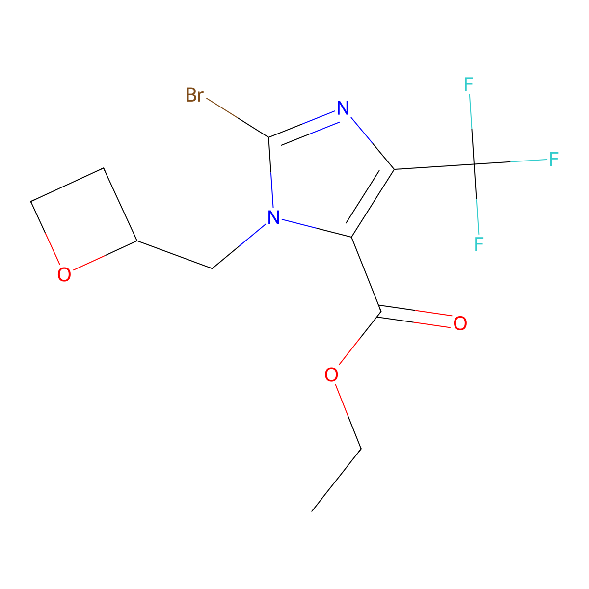 1H-Imidazole-5-carboxylic acid, 2-bromo-1-[(2S)-2-oxetanylmethyl]-4-(trifluoromethyl)-, ethyl ester molecular structure, CAS 2851940-24-2