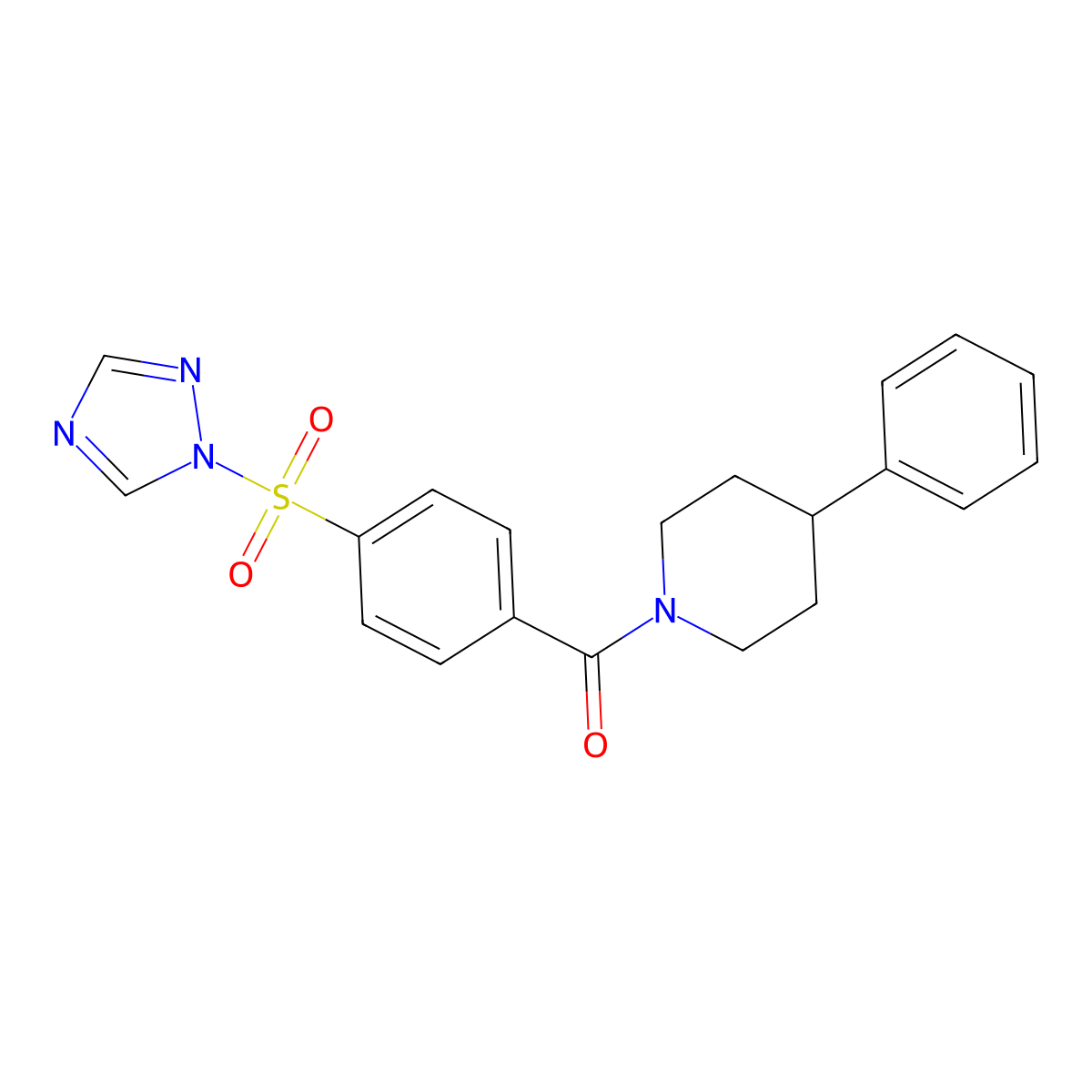 (4-Phenyl-1-piperidinyl)[4-(1H-1,2,4-triazol-1-ylsulfonyl)phenyl]methanone molecular structure, CAS 2851993-91-2