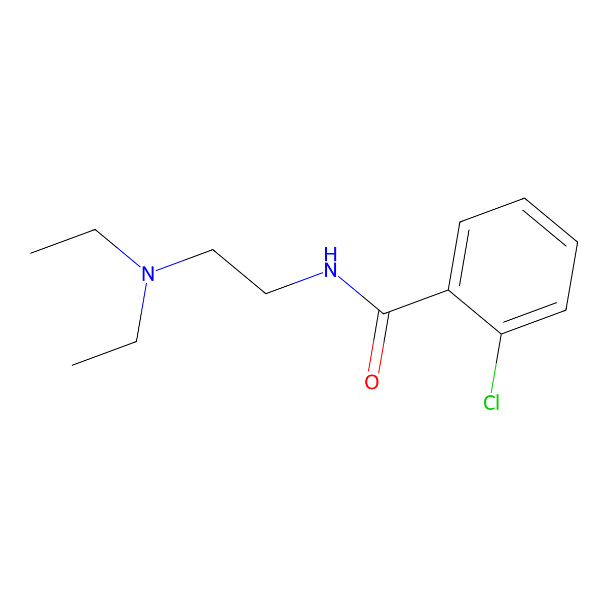 2-chloro-N-(2-diethylaminoethyl)benzamide molecular structure, CAS 2852-24-6