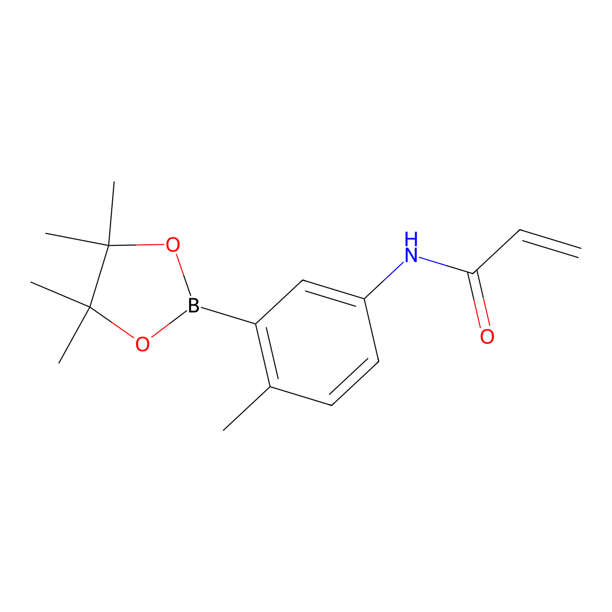 N-(4-Methyl-3-(4,4,5,5-tetramethyl-1,3,2-dioxaborolan-2-yl)phenyl)acrylamide molecular structure, CAS 2852050-47-4