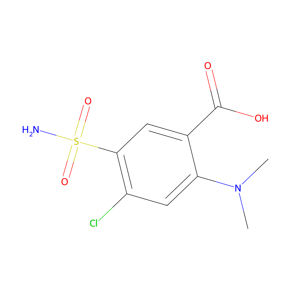 4-Chloro-2-(dimethylamino)-5-sulfamoylbenzoic acid molecular structure, CAS 28524-89-2