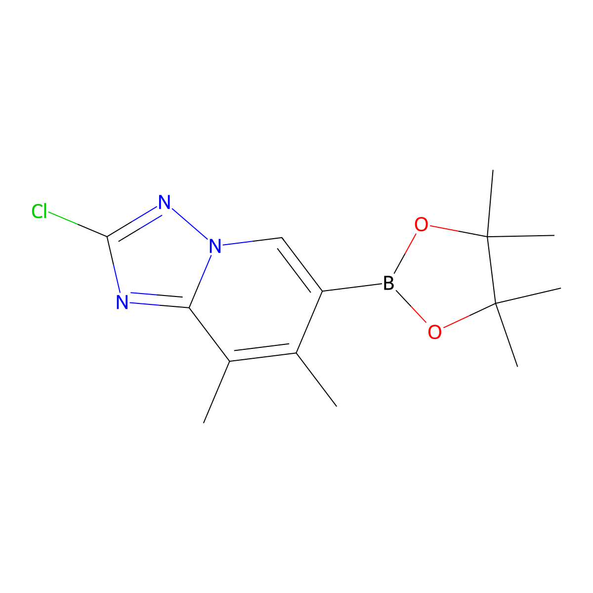 2-Chloro-7,8-dimethyl-6-(4,4,5,5-tetramethyl-1,3,2-dioxaborolan-2-yl)-[1,2,4]triazolo[1,5-a]pyridine molecular structure, CAS 2852761-26-1