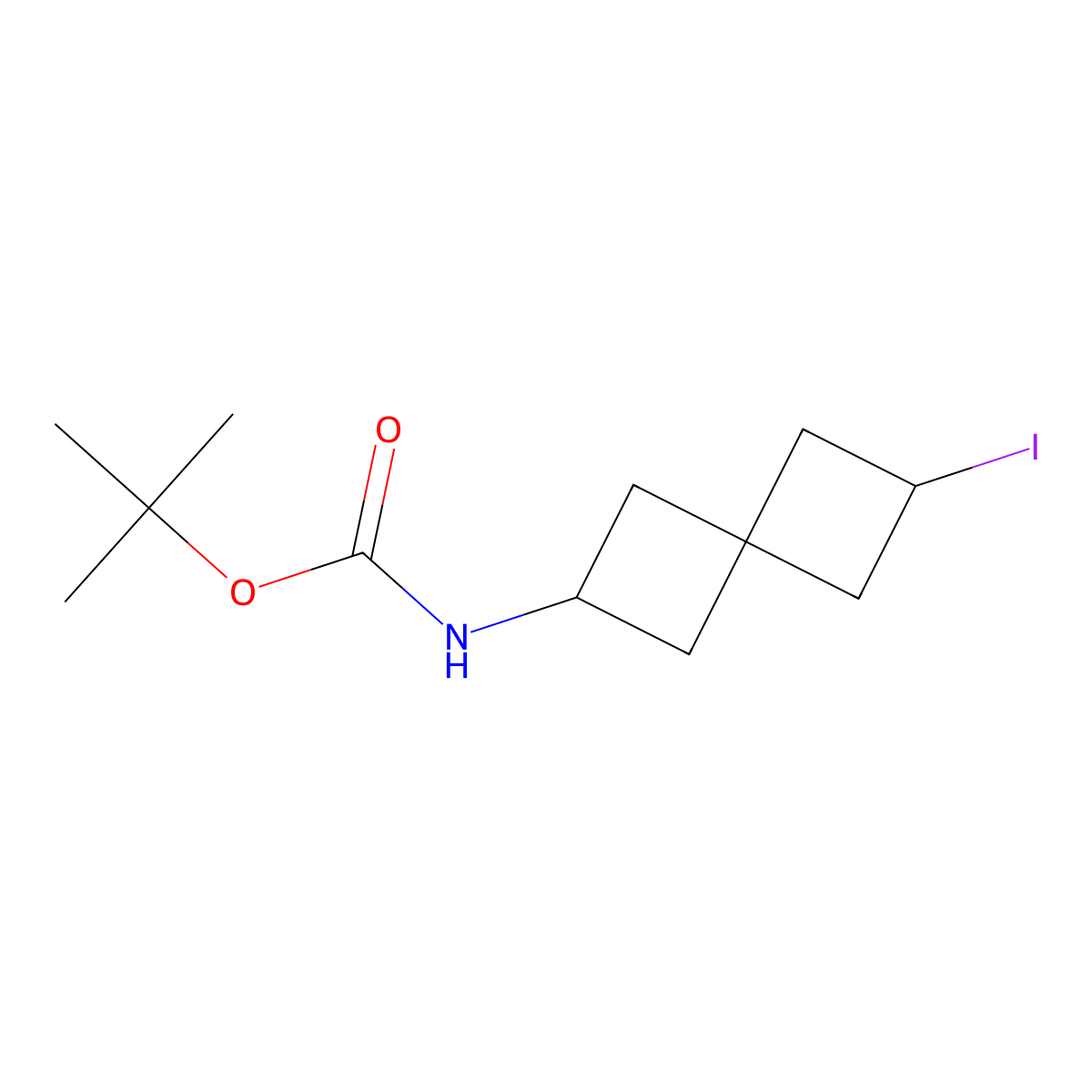 tert-Butyl (6-iodospiro[3.3]heptan-2-yl)carbamate molecular structure, CAS 2852761-38-5
