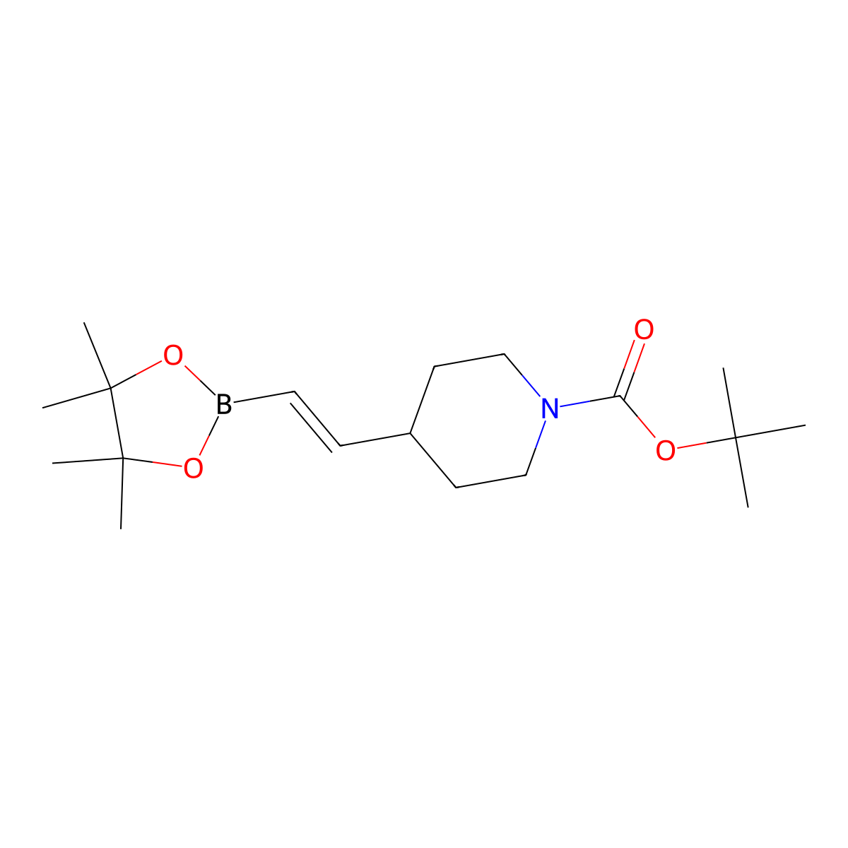 Tert-butyl 4-[2-(4,4,5,5-tetramethyl-1,3,2-dioxaborolan-2-yl)vinyl]piperidine-1-carboxylate molecular structure, CAS 2852761-68-1
