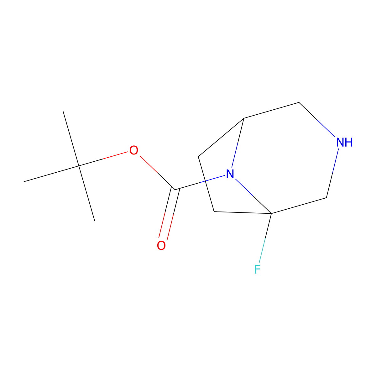 Tert-butyl 1-fluoro-3,8-diazabicyclo[3.2.1]octane-8-carboxylate molecular structure, CAS 2852765-79-6