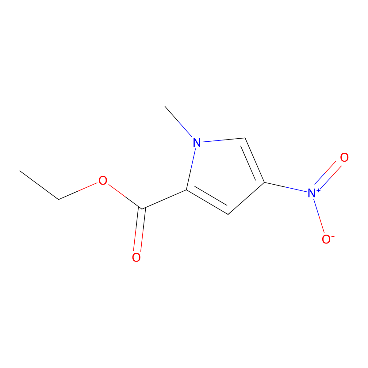 Ethyl 1-methyl-4-nitro-1H-pyrrole-2-carboxylate molecular structure, CAS 2853-29-4