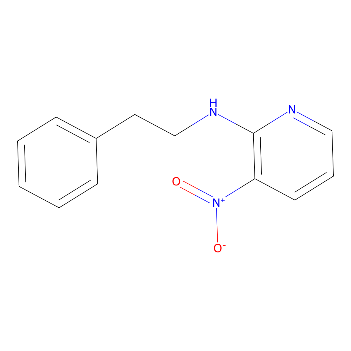 3-nitro-N-(2-phenylethyl)-2-Pyridinamine molecular structure, CAS 2853-54-5
