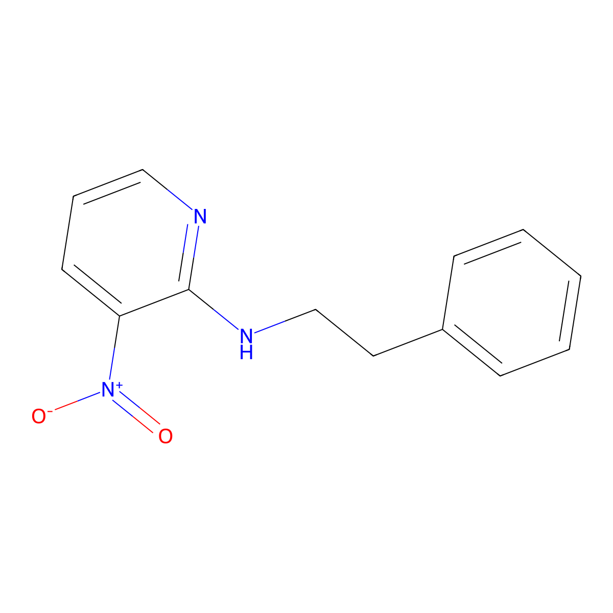 3-nitro-N-(2-phenylethyl)-2-Pyridinamine molecular structure, CAS 2853-54-5