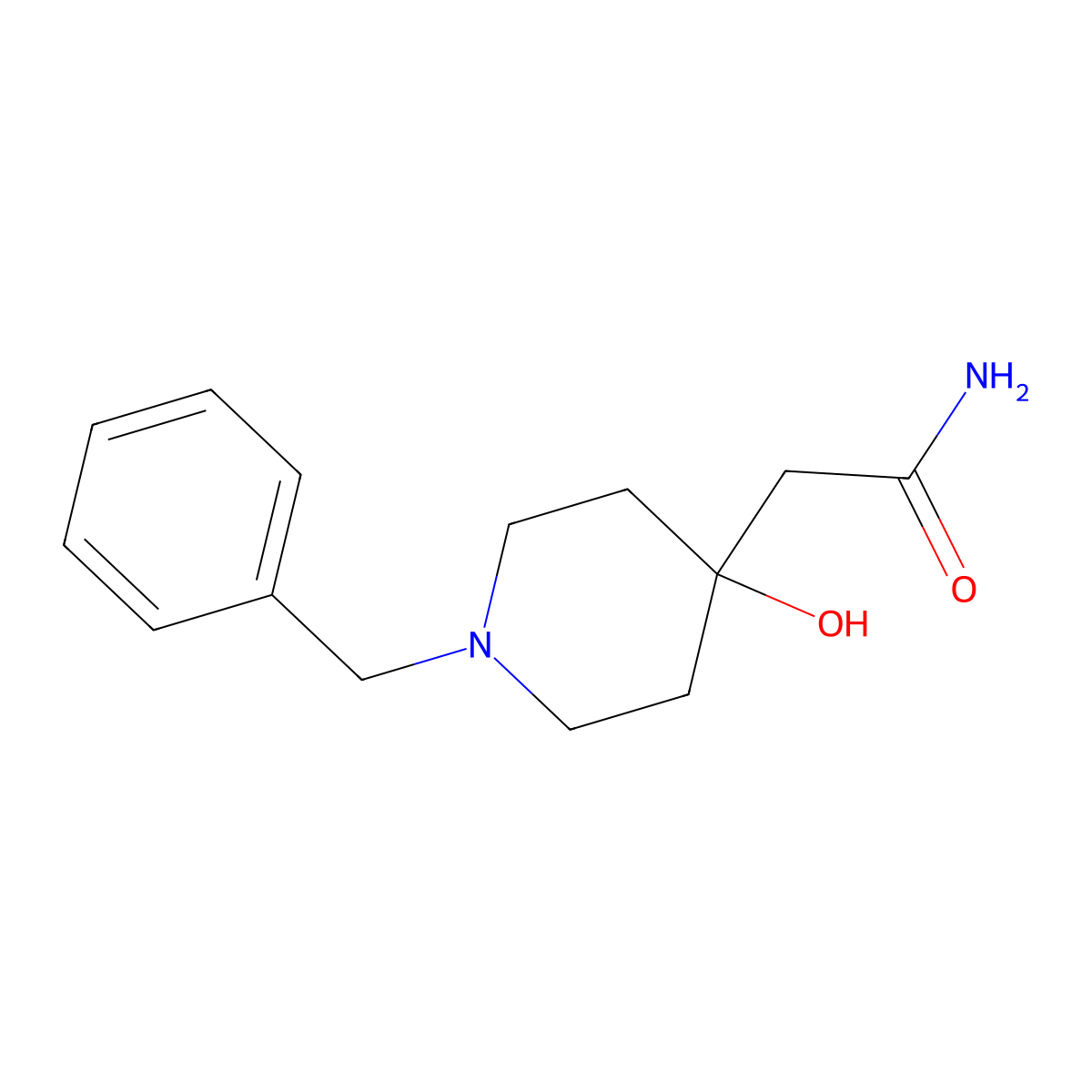 2-(1-Benzyl-4-hydroxypiperidin-4-yl)acetamide molecular structure, CAS 28530-95-2