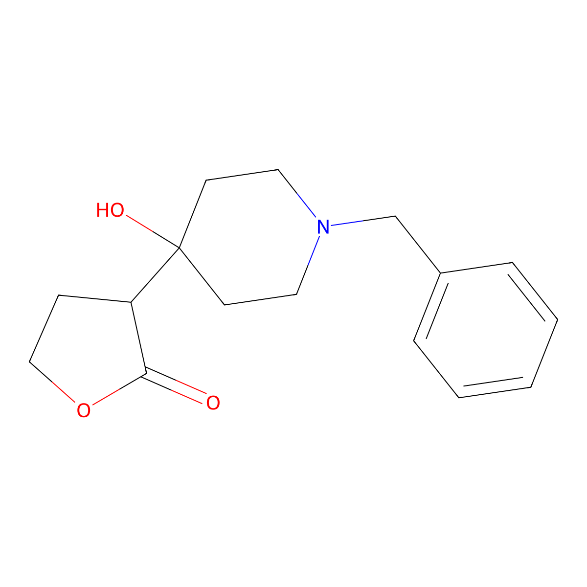 alpha-(1-Benzyl-4-hydroxy-4-piperidyl)-gamma-butyrolactone molecular structure, CAS 28532-91-4