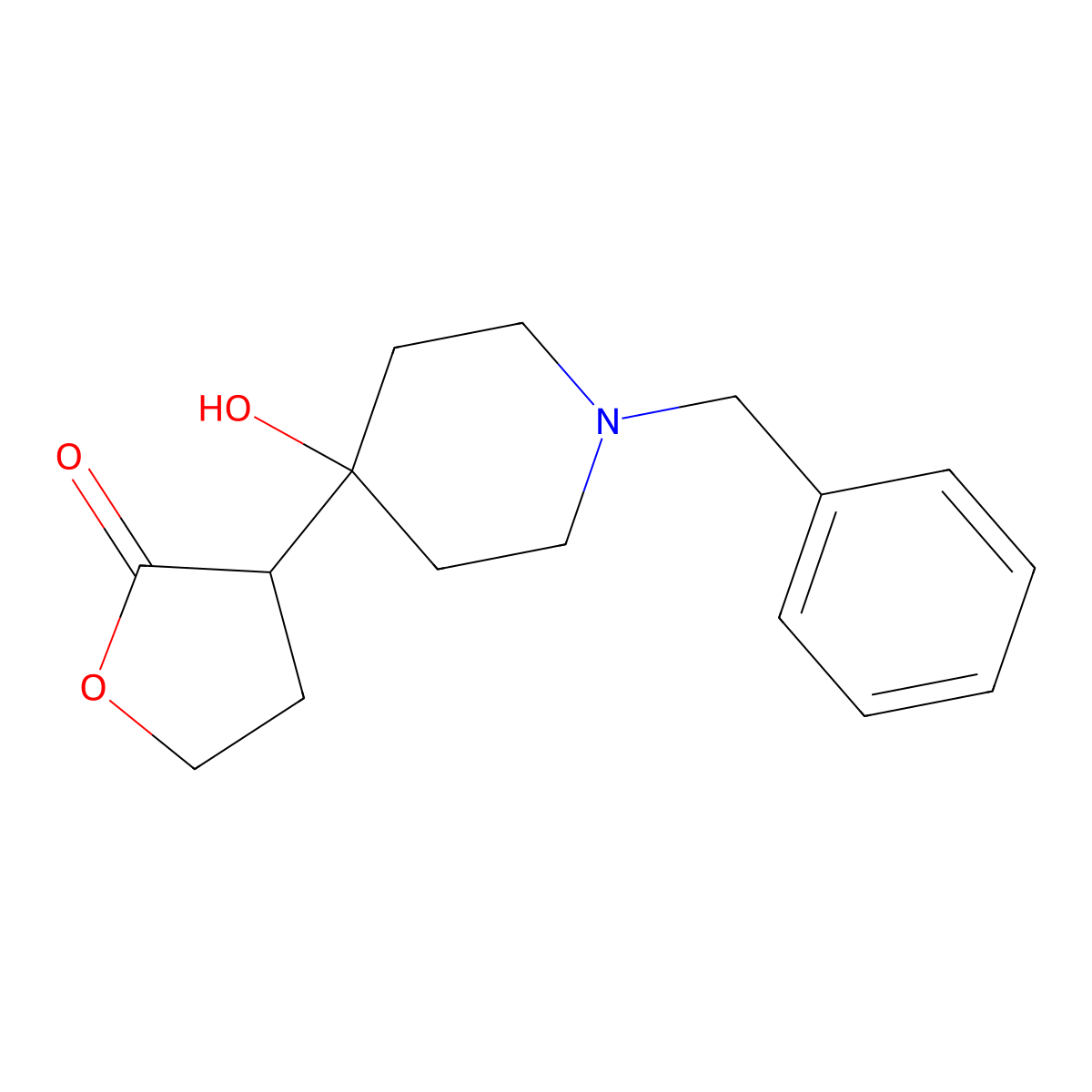 alpha-(1-Benzyl-4-hydroxy-4-piperidyl)-gamma-butyrolactone molecular structure, CAS 28532-91-4