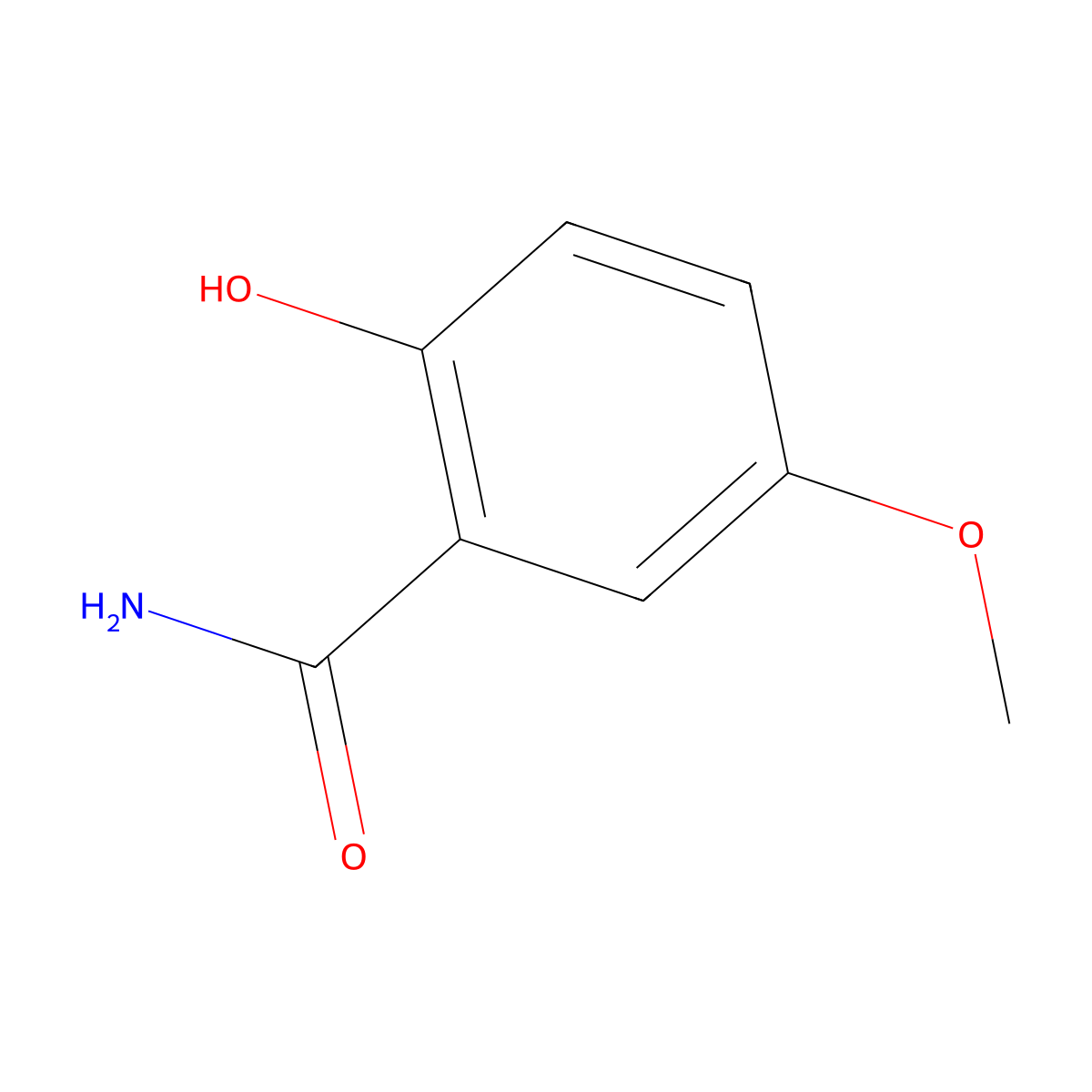 2-Hydroxy-5-methoxybenzamide molecular structure, CAS 28534-37-4