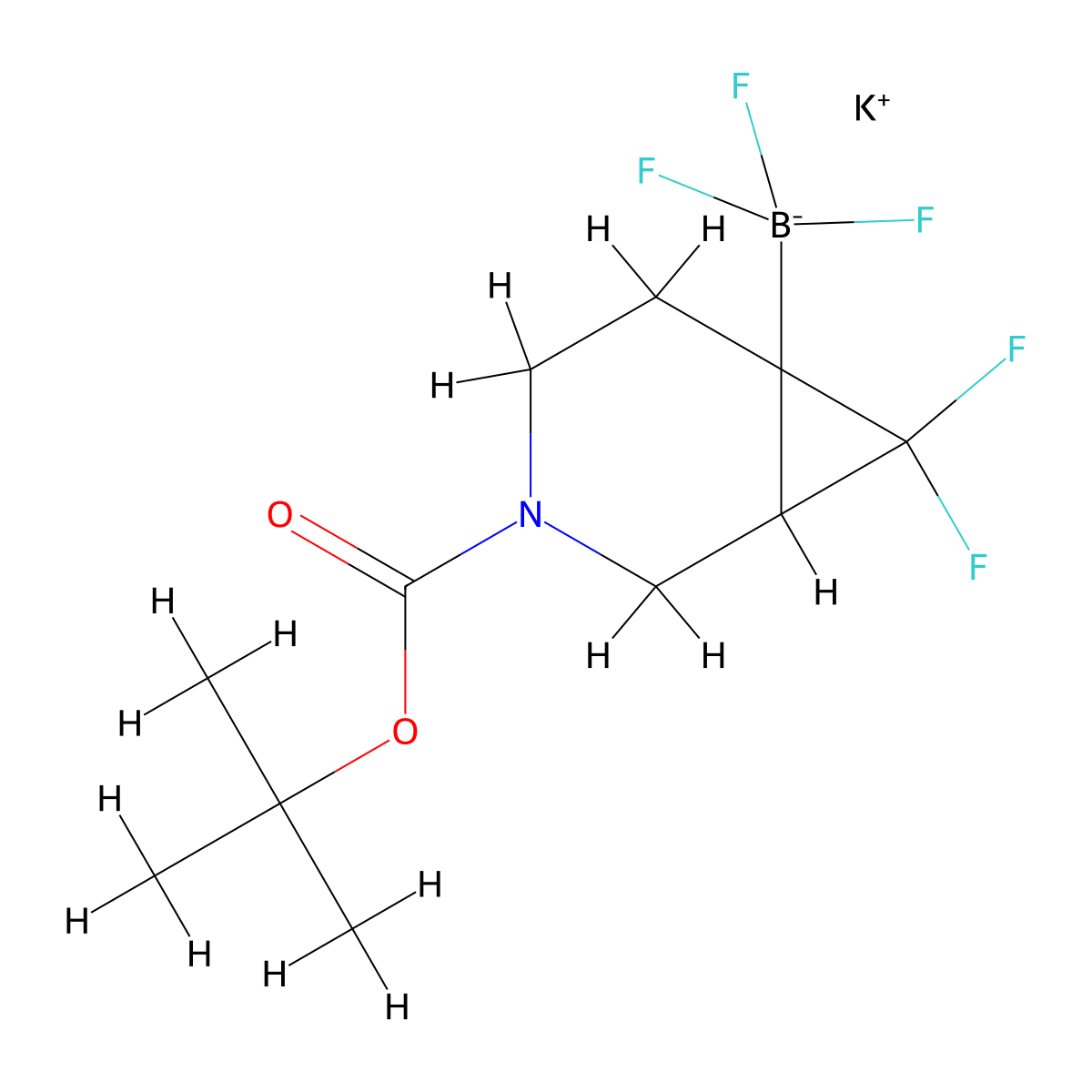 Potassium (3-(tert-butoxycarbonyl)-7,7-difluoro-3-azabicyclo[4.1.0]heptan-6-yl)trifluoroborate molecular structure, CAS 2853476-41-0
