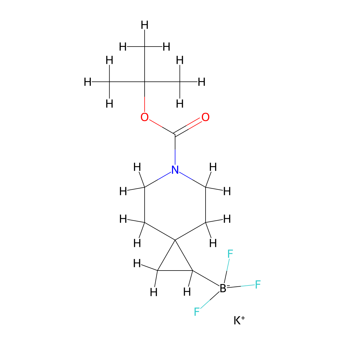 Potassium {6-[(tert-butoxy)carbonyl]-6-azaspiro[2.5]octan-1-yl}trifluoroboranuide molecular structure, CAS 2853476-44-3