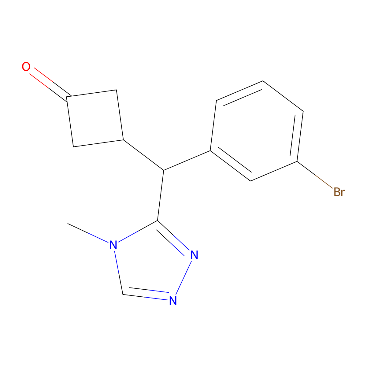 3-[(3-Bromophenyl)(4-methyl-4H-1,2,4-triazol-3-YL)methyl]cyclobutanone molecular structure, CAS 2853570-55-3
