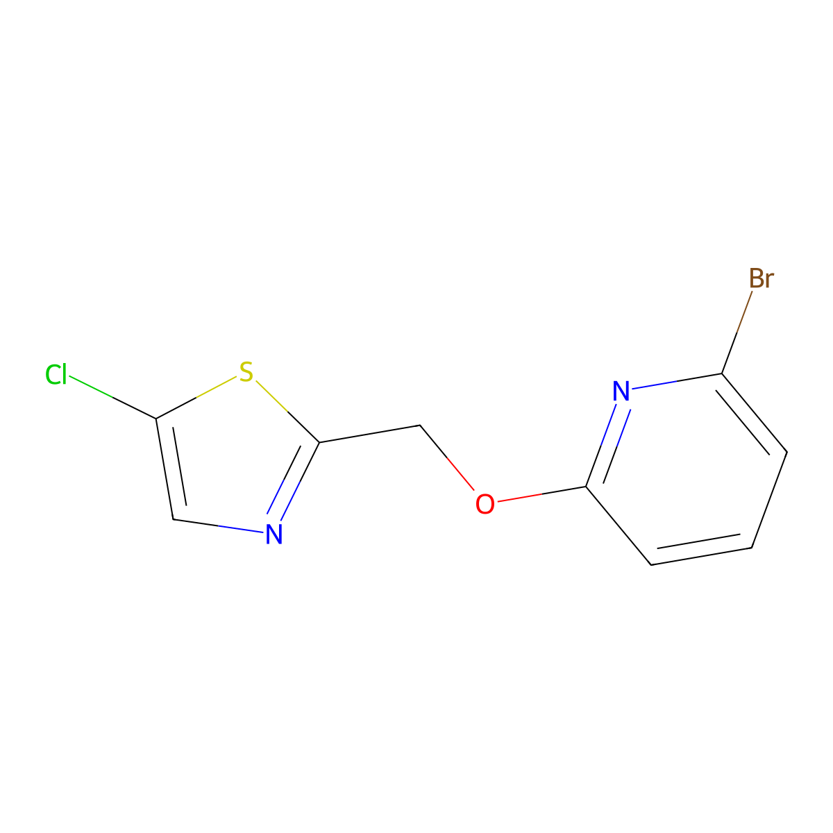 2-Bromo-6-[(5-chloro-1,3-thiazol-2-yl)methoxy]pyridine molecular structure, CAS 2853615-09-3