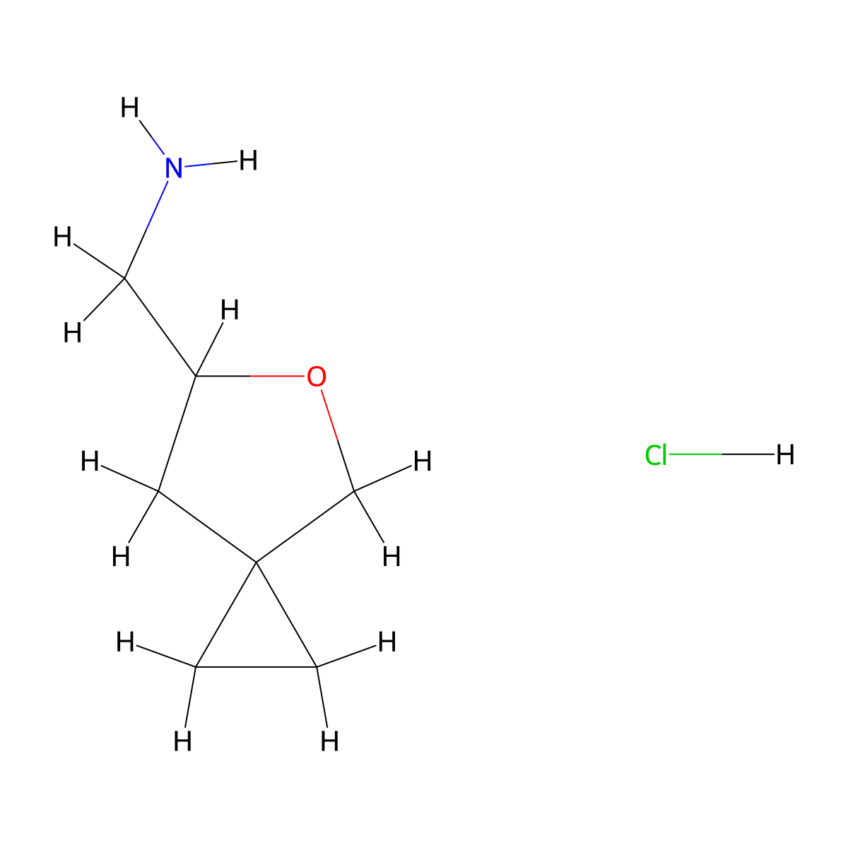 5-Oxaspiro[2.4]heptan-6-ylmethanamine hydrochloride molecular structure, CAS 2853616-38-1