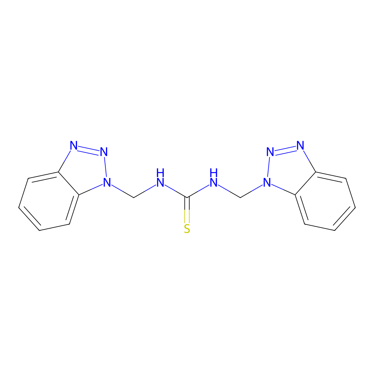 1,3-Bis(benzotriazol-1-ylmethyl)thiourea molecular structure, CAS 28539-03-9