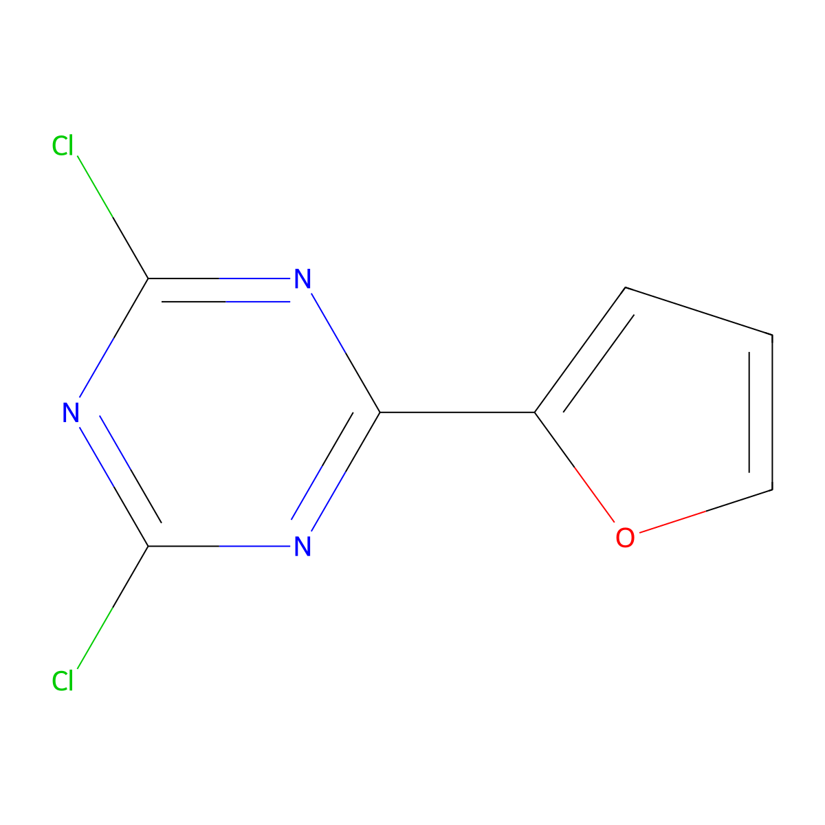 2,4-Dichloro-6-(furan-2-yl)-1,3,5-triazine molecular structure, CAS 2854-74-2