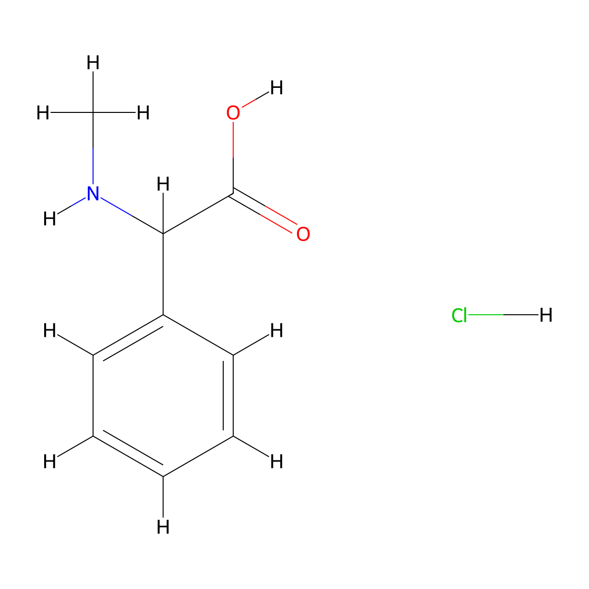 2-(Methylamino)-2-phenylacetic acid hydrochloride molecular structure, CAS 28544-42-5