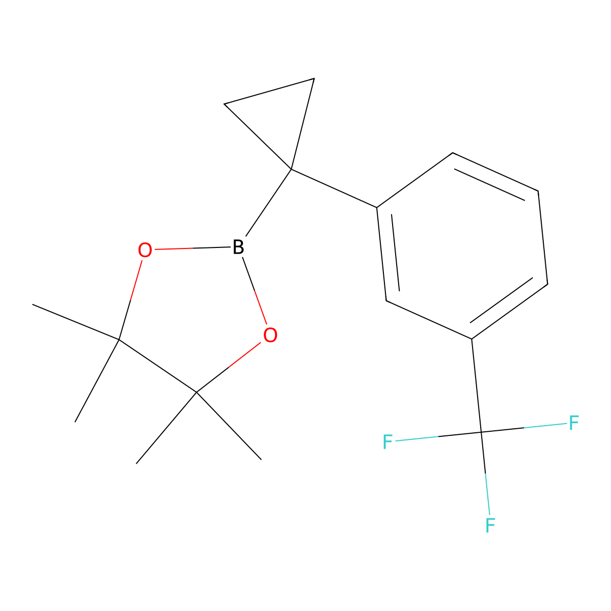 4,4,5,5-Tetramethyl-2-(1-(3-(trifluoromethyl)phenyl)cyclopropyl)-1,3,2-dioxaborolane molecular structure, CAS 2855115-88-5