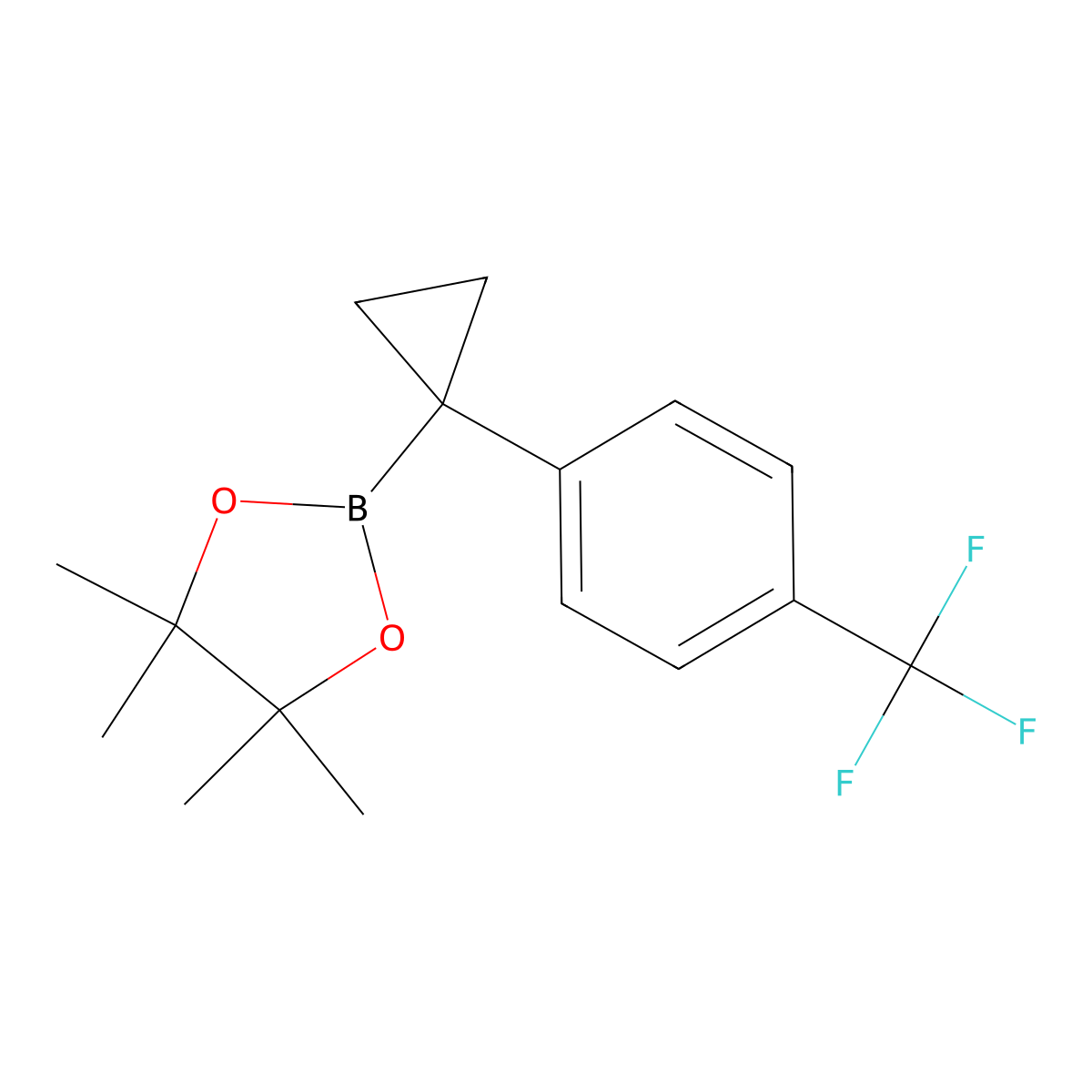 4,4,5,5-Tetramethyl-2-(1-(4-(trifluoromethyl)phenyl)cyclopropyl)-1,3,2-dioxaborolane molecular structure, CAS 2855153-02-3