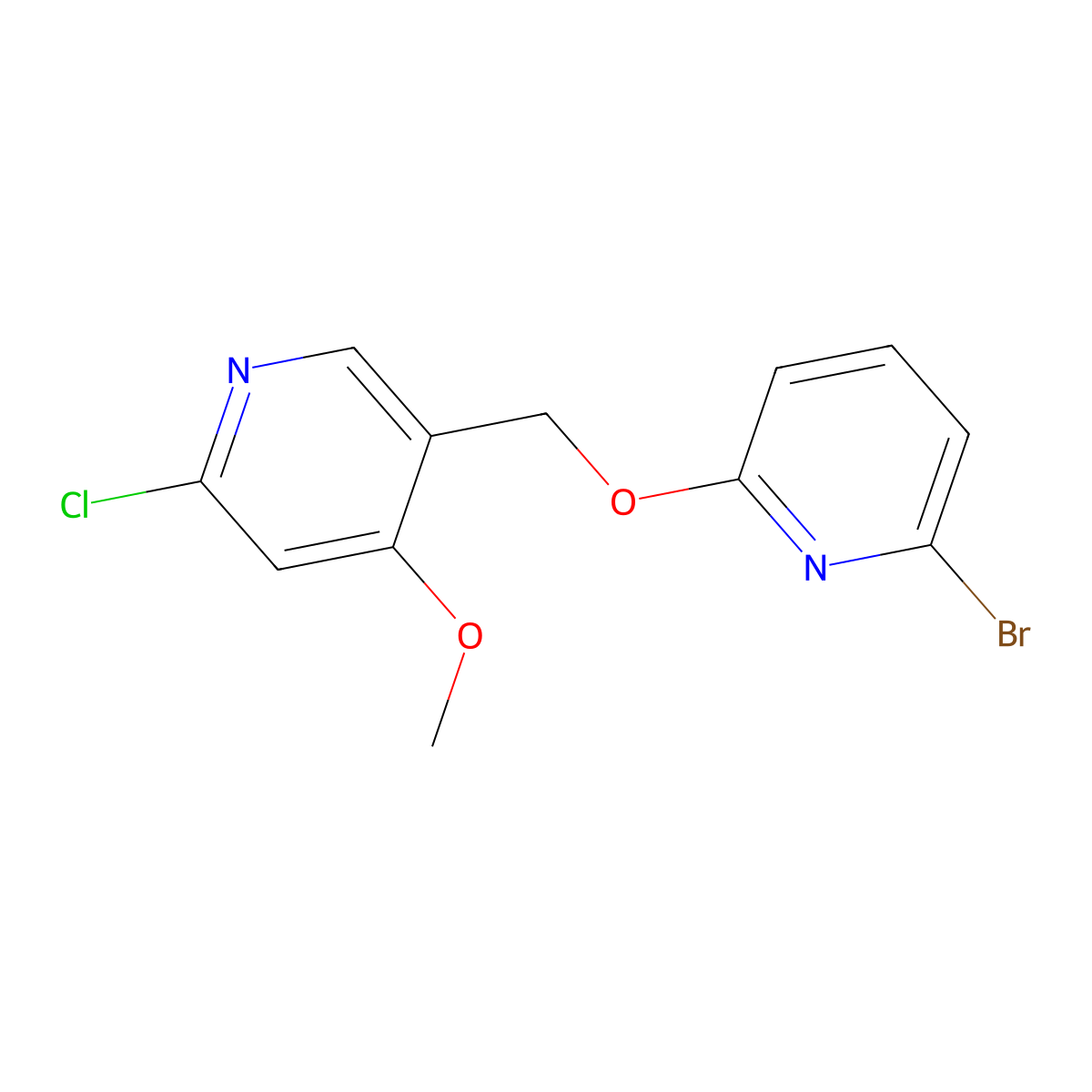 5-(((6-Bromopyridin-2-yl)oxy)methyl)-2-chloro-4-methoxypyridine molecular structure, CAS 2855248-35-8