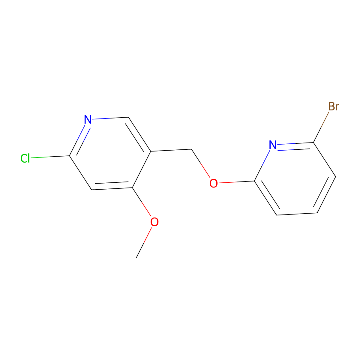 5-(((6-Bromopyridin-2-yl)oxy)methyl)-2-chloro-4-methoxypyridine molecular structure, CAS 2855248-35-8