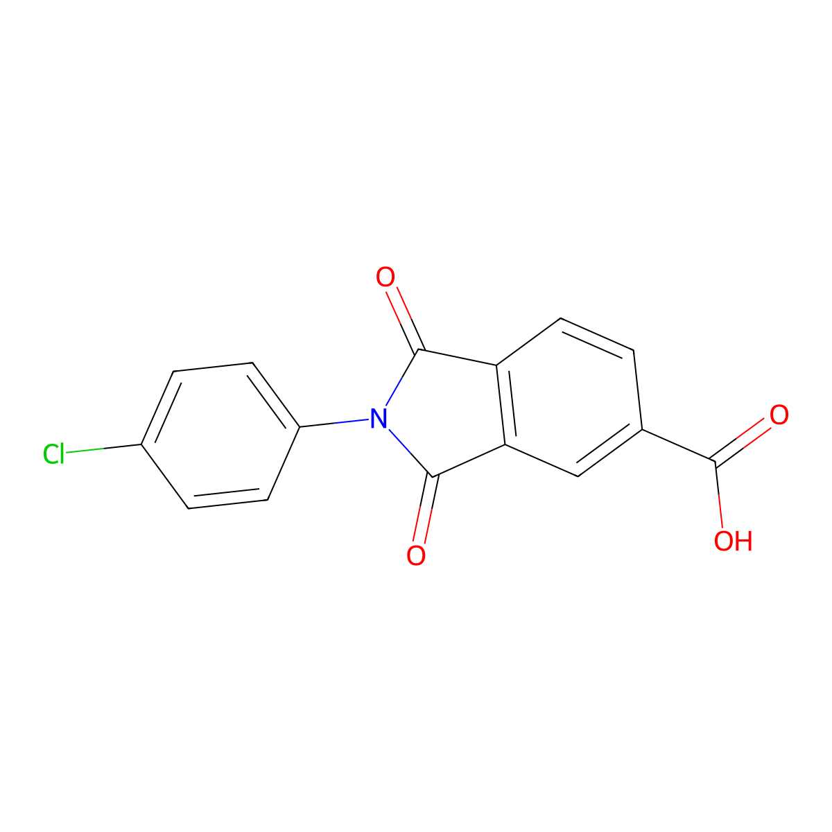 2-(4-Chloro-phenyl)-1,3-dioxo-2,3-dihydro-1H-isoindole-5-carboxylic acid molecular structure, CAS 285552-81-0