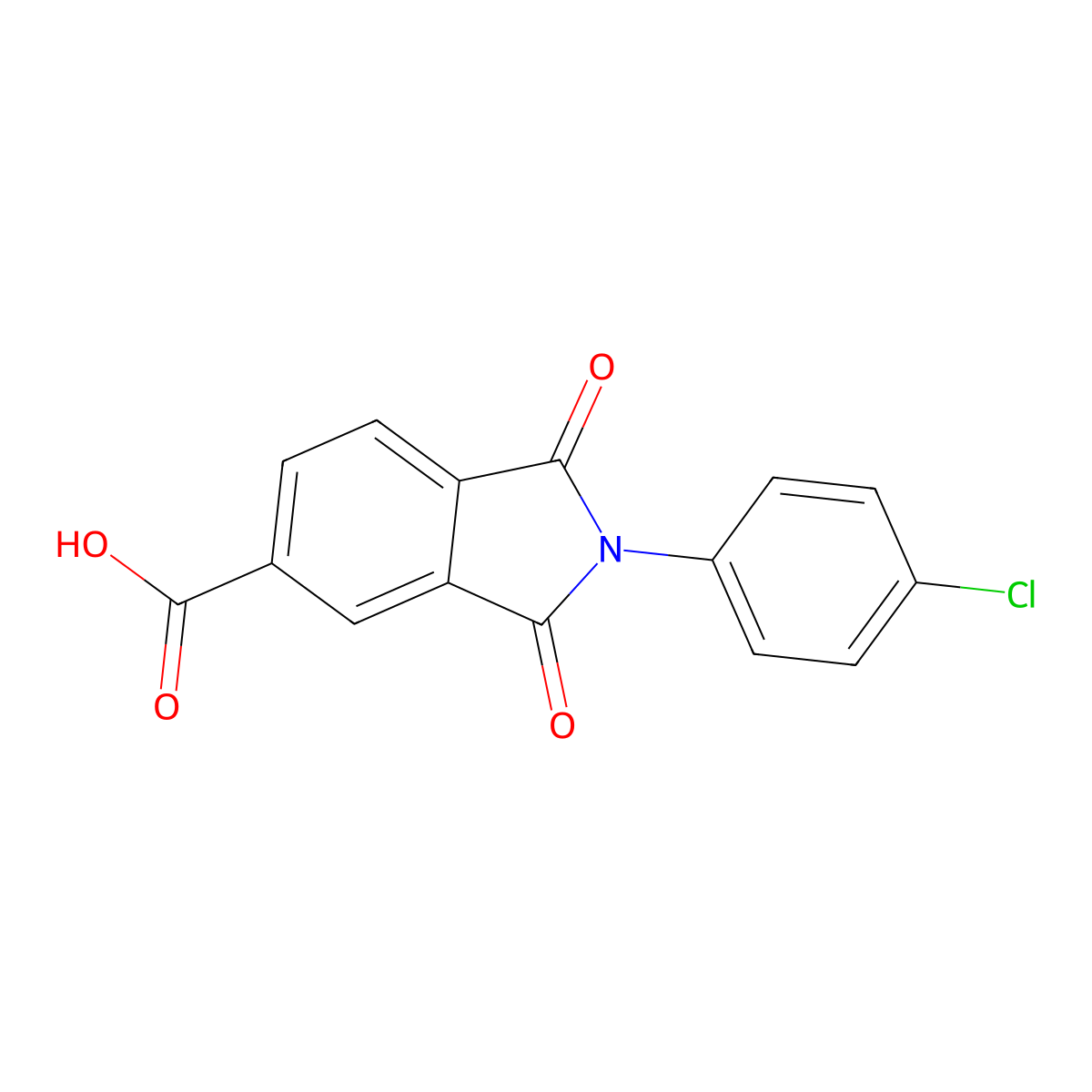 2-(4-Chloro-phenyl)-1,3-dioxo-2,3-dihydro-1H-isoindole-5-carboxylic acid molecular structure, CAS 285552-81-0