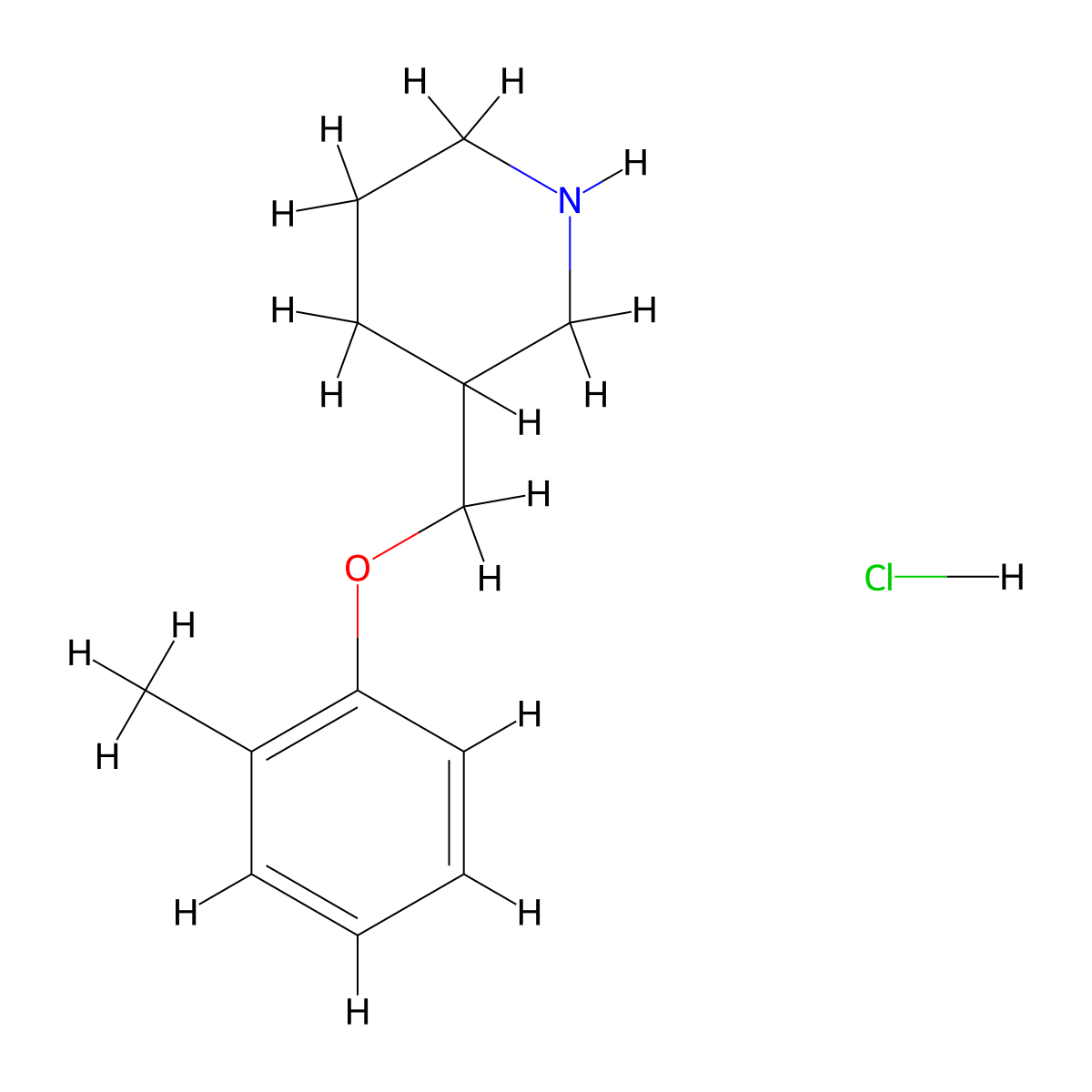 3-[(2-Methylphenoxy)methyl]piperidine hydrochloride molecular structure, CAS 28559-43-5