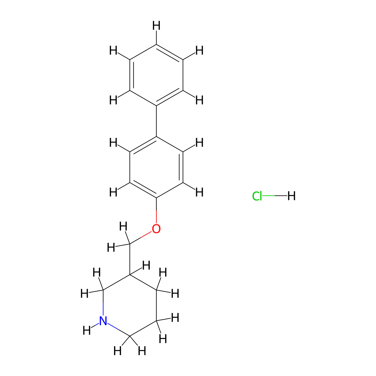 3-[(4-Biphenylyloxy)methyl]piperidine hydrochloride molecular structure, CAS 28559-48-0