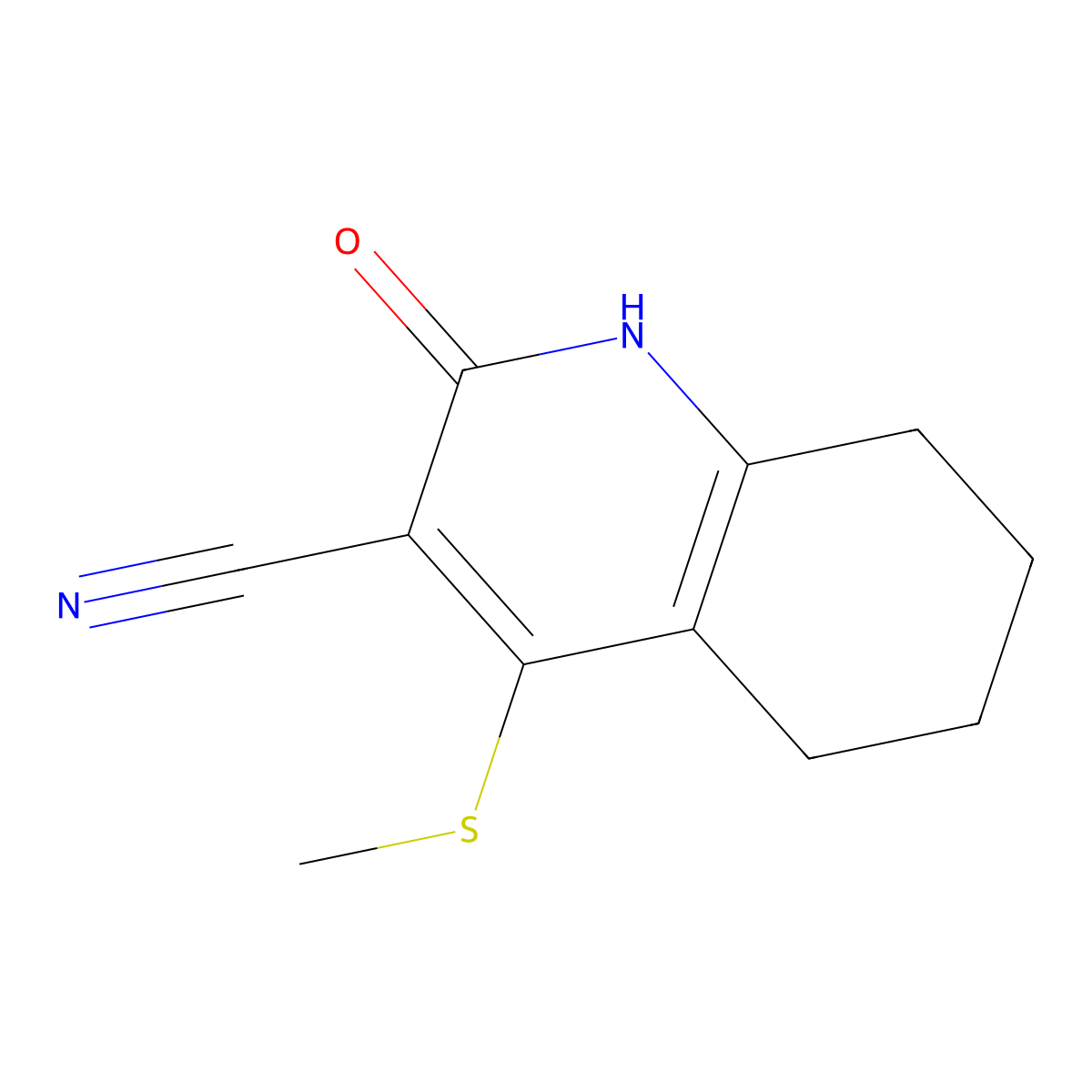 4-methylsulfanyl-2-oxo-5,6,7,8-tetrahydro-1H-quinoline-3-carbonitrile molecular structure, CAS 28559-54-8