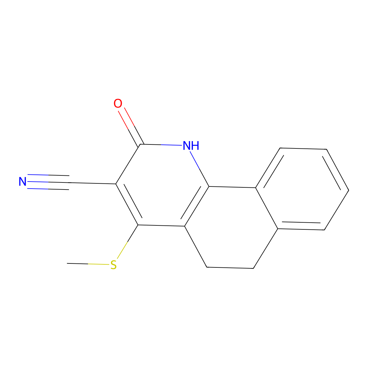 2-Hydroxy-4-(methylthio)-5,6-dihydrobenzo(h)quinoline-3-carbonitrile molecular structure, CAS 28559-55-9