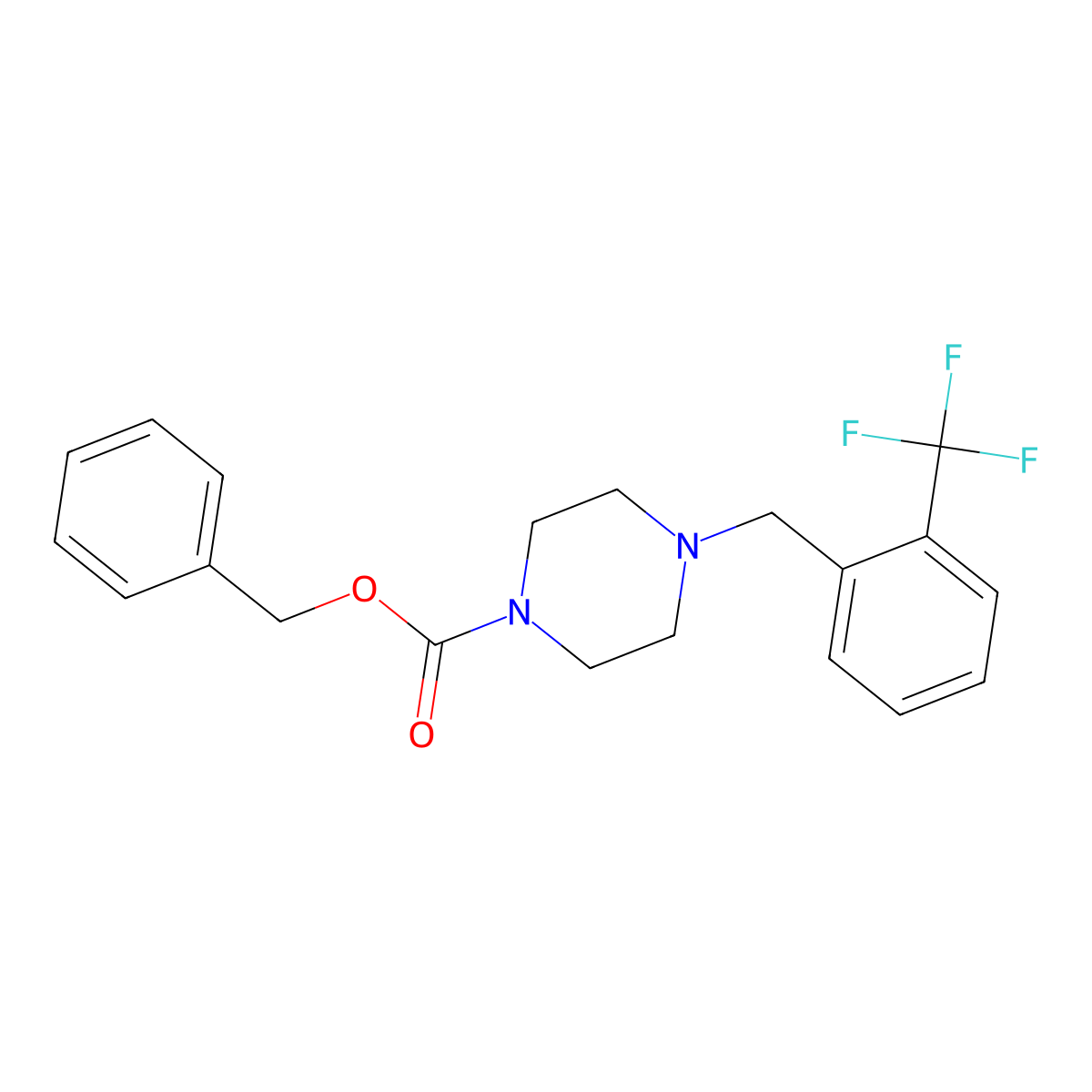 Benzyl 4-(2-(trifluoromethyl)benzyl)piperazine-1-carboxylate molecular structure, CAS 2855947-19-0