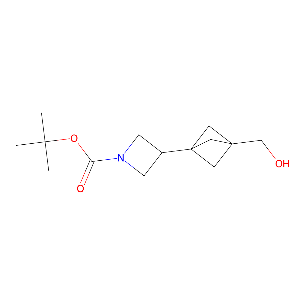 Tert-butyl 3-[3-(hydroxymethyl)bicyclo[1.1.1]pentan-1-yl]azetidine-1-carboxylate molecular structure, CAS 2855959-93-0