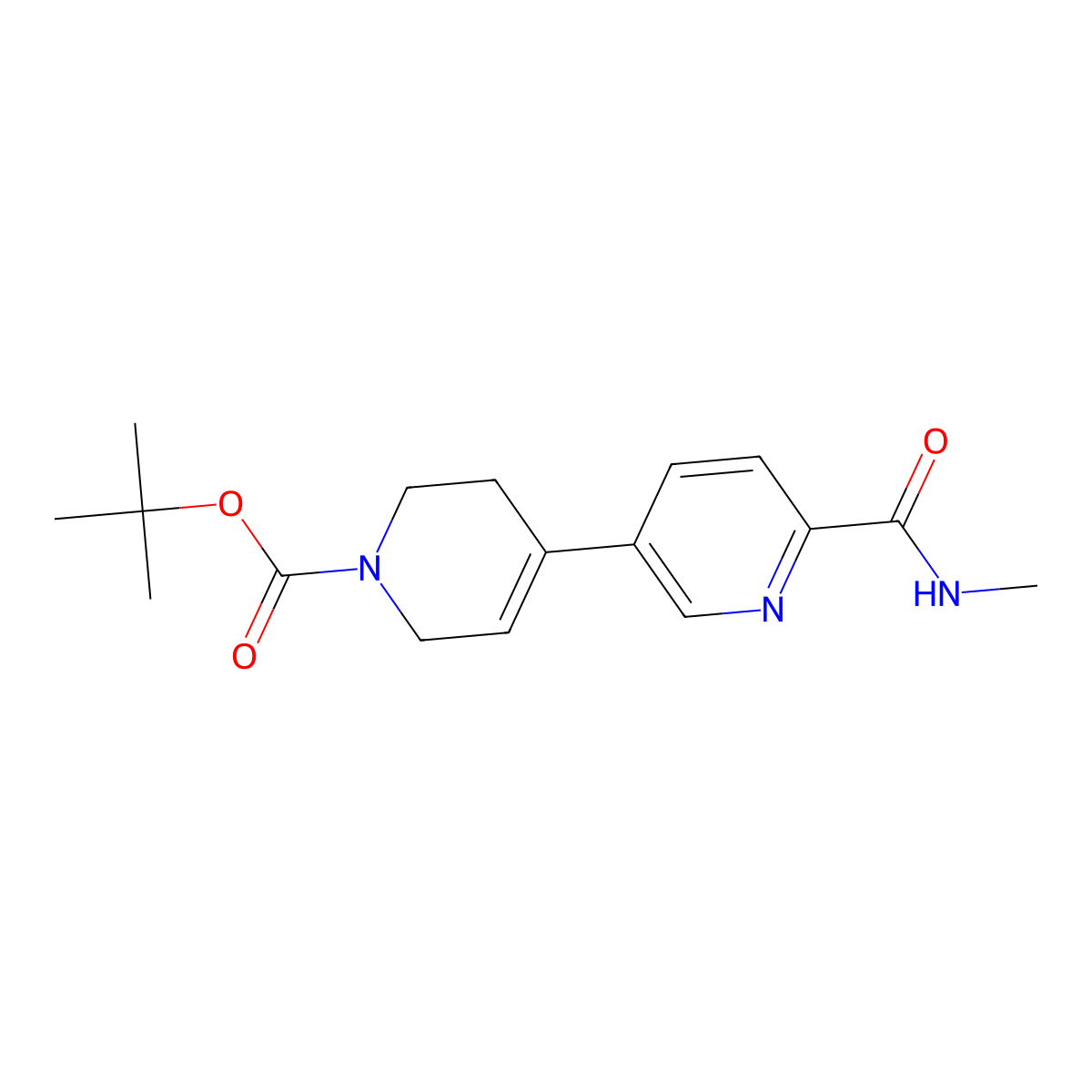 1 inverted exclamation mark-Boc-N-methyl-1 inverted exclamation mark,2 inverted exclamation mark,3 inverted exclamation mark,6 inverted exclamation mark-tetrahydro-[3,4 inverted exclamation mark-bipyridine]-6-carboxamide molecular structure, CAS 2855981-21-2