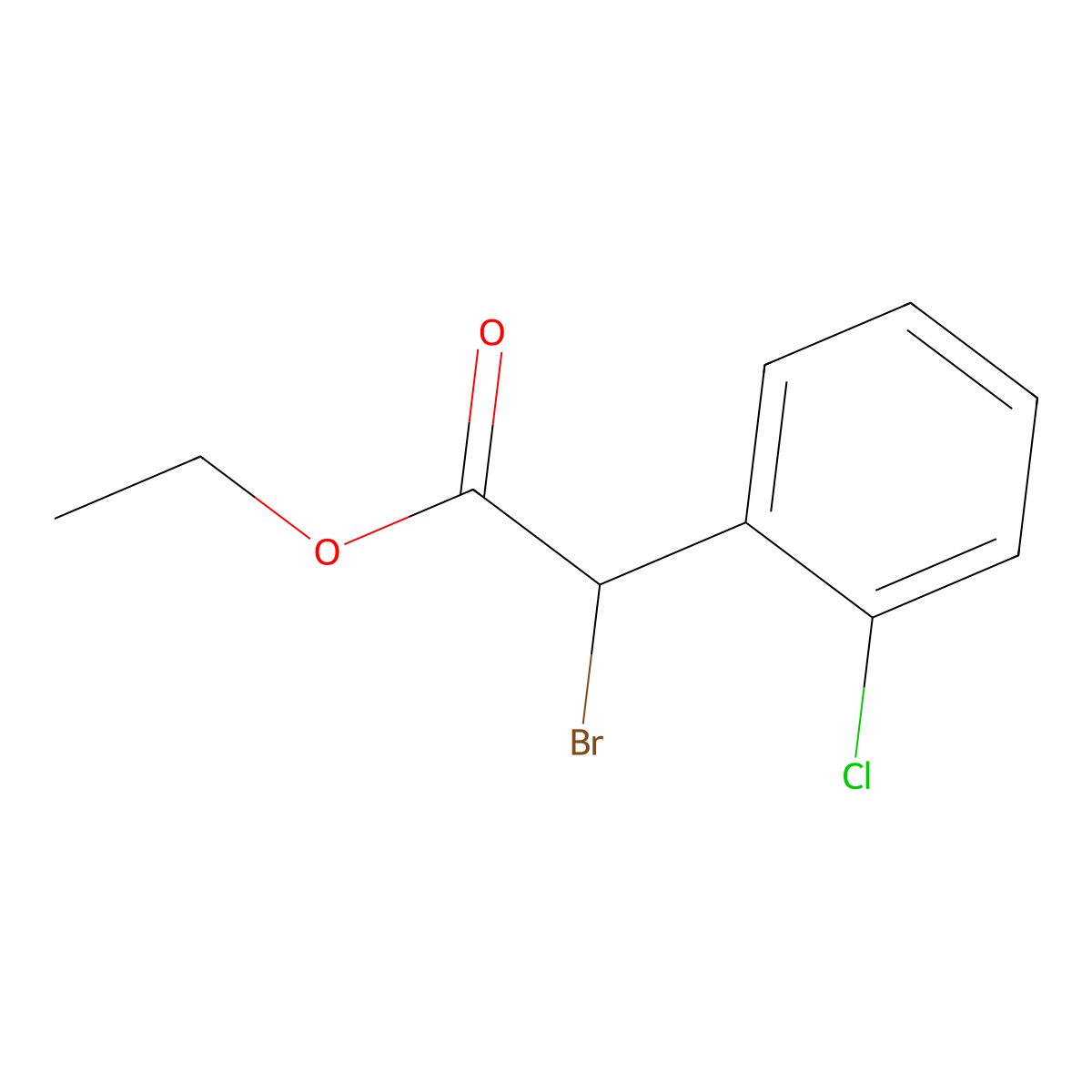 Ethyl 2-bromo-2-(2-chlorophenyl)acetate molecular structure, CAS 2856-79-3