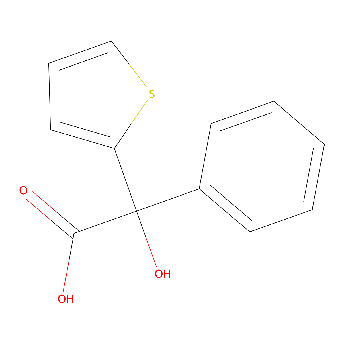Hydroxy(phenyl)2-thienylacetic acid molecular structure, CAS 28560-51-2